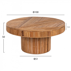 ΤΡΑΠΕΖΙ ΣΑΛΟΝΙΟΥ GATSBY ΣΤΡΟΓΓΥΛΟ HM9651 RATTAN ΧΡΩΜΑ ΦΥΣΙΚΟ Φ100x50Y εκ.