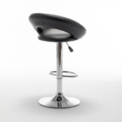 Σκαμπό Bar ArteLibre FETT Με Πλάτη Πτυσσόμενο Μαύρο PU/Μέταλλο 54x49x81-103cm