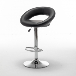 Σκαμπό Bar ArteLibre FETT Με Πλάτη Πτυσσόμενο Μαύρο PU/Μέταλλο 54x49x81-103cm