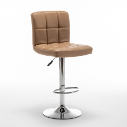 Σκαμπό Bar ArteLibre DIN Με Πλάτη Πτυσσόμενο Cappuccino PVC/Μέταλλο 44x50x92-113cm