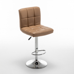 Σκαμπό Bar ArteLibre DIN Με Πλάτη Πτυσσόμενο Cappuccino PVC/Μέταλλο 44x50x92-113cm