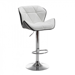 Σκαμπό Bar ArteLibre DRASH Με Πλάτη Πτυσσόμενο Λευκό/Μαύρο PU/Μέταλλο 54x52x87-109cm