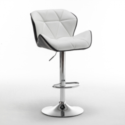 Σκαμπό Bar ArteLibre DRASH Με Πλάτη Πτυσσόμενο Λευκό/Μαύρο PU/Μέταλλο 54x52x87-109cm