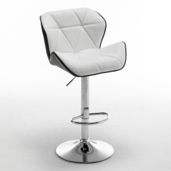 Σκαμπό Bar ArteLibre DRASH Με Πλάτη Πτυσσόμενο Λευκό/Μαύρο PU/Μέταλλο 54x52x87-109cm