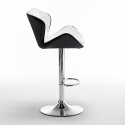 Σκαμπό Bar ArteLibre DRASH Με Πλάτη Πτυσσόμενο Λευκό/Μαύρο PU/Μέταλλο 54x52x87-109cm