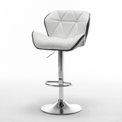 Σκαμπό Bar ArteLibre DRASH Με Πλάτη Πτυσσόμενο Λευκό/Μαύρο PU/Μέταλλο 54x52x87-109cm