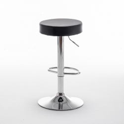 Σκαμπό Bar ArteLibre LORTHA Πτυσσόμενο Μαύρο PU/Μέταλλο Φ39x64-86cm