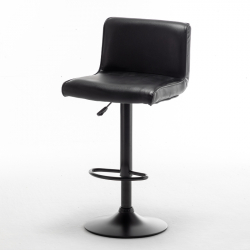 Σκαμπό Bar ArteLibre ARMOR Με Πλάτη Πτυσσόμενο Μαύρο PU/Μέταλλο 45x48x86-107.5cm