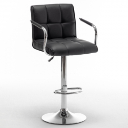 Σκαμπό Bar ArteLibre DOKK Με Πλάτη Πτυσσόμενο Μαύρο PU/Μέταλλο 52x56x94-115cm