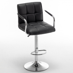 Σκαμπό Bar ArteLibre DOKK Με Πλάτη Πτυσσόμενο Μαύρο PU/Μέταλλο 52x56x94-115cm