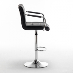 Σκαμπό Bar ArteLibre DOKK Με Πλάτη Πτυσσόμενο Μαύρο PU/Μέταλλο 52x56x94-115cm