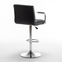 Σκαμπό Bar ArteLibre DOKK Με Πλάτη Πτυσσόμενο Μαύρο PU/Μέταλλο 52x56x94-115cm