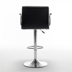 Σκαμπό Bar ArteLibre DOKK Με Πλάτη Πτυσσόμενο Μαύρο PU/Μέταλλο 52x56x94-115cm