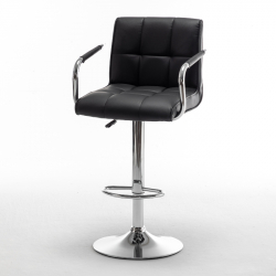 Σκαμπό Bar ArteLibre DOKK Με Πλάτη Πτυσσόμενο Μαύρο PU/Μέταλλο 52x56x94-115cm