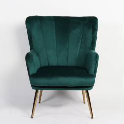 Πολυθρόνα ArteLibre KOLDENREE Πράσινο Βελούδο/Μέταλλο/Ξύλο 74x72x91cm