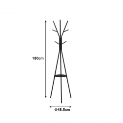Καλόγερος Denner pakoworld μέταλλο σε μαύρη απόχρωση 48.5x48.5x180εκ