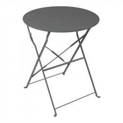 Τραπεζι Bistro pakoworld μεταλλικό αναδιπλούμενο σε ανθρακί απόχρωση Φ60x71εκ