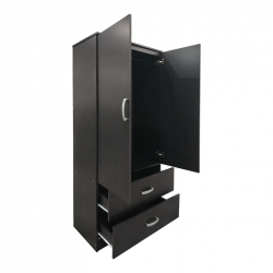 Ντουλάπα δίφυλλη με 2 συρτάρια Lego pakoworld σε wenge απόχρωση 80x42x180εκ