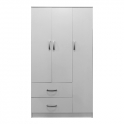 Ντουλάπα τρίφυλλη με 2 συρτάρια Lego pakoworld σε λευκή απόχρωση 90x42x180εκ