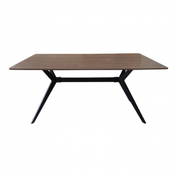 Τραπέζι Ezali pakoworld καρυδί mdf με μαύρα μεταλλικά πόδια 160x90x75εκ