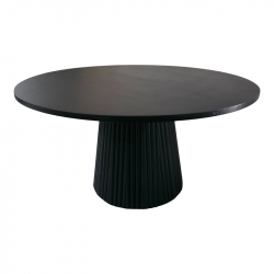 Τραπέζι σαλονιού Canicule I pakoworld μασίφ ξύλο ακακίας σε μαύρη απόχρωση Φ80x40εκ