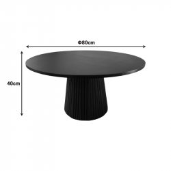 Τραπέζι σαλονιού Canicule I pakoworld μασίφ ξύλο ακακίας σε μαύρη απόχρωση Φ80x40εκ