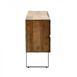 Μπουφές Imena pakoworld μασίφ ξύλο Acacia σε φυσική απόχρωση με μαύρα μεταλλικά πόδια 148x43.5x86εκ