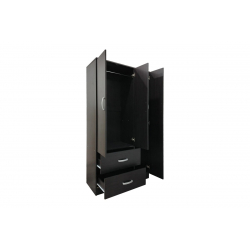  Ντουλάπα τρίφυλλη με 2 συρτάρια Lego pakoworld σε wenge απόχρωση 90x42x180εκ