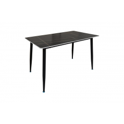 Τραπέζι Pembe pakoworld sintered stone μαύρη όψη μαρμάρου με μαύρα μεταλλικά πόδια 120x70x75εκ