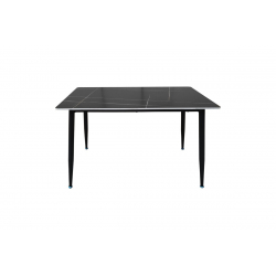 Τραπέζι Pembe pakoworld sintered stone μαύρη όψη μαρμάρου με μαύρα μεταλλικά πόδια 120x70x75εκ