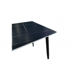 Τραπέζι Pembe pakoworld sintered stone μαύρη όψη μαρμάρου με μαύρα μεταλλικά πόδια 120x70x75εκ
