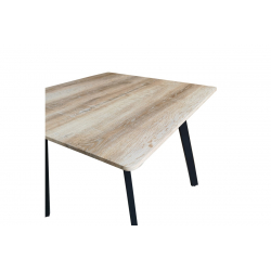 Τραπέζι Squaro pakoworld sonoma mdf με μαύρα μεταλλικά πόδια 80x80x75εκ