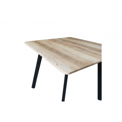 Τραπέζι Squaro pakoworld sonoma mdf με μαύρα μεταλλικά πόδια 80x80x75εκ