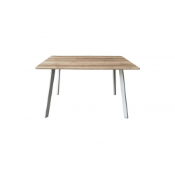 Τραπέζι Squaro pakoworld sonoma mdf με λευκά μεταλλικά πόδια 120x70x75εκ