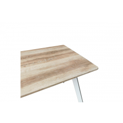 Τραπέζι Squaro pakoworld sonoma mdf με λευκά μεταλλικά πόδια 120x70x75εκ