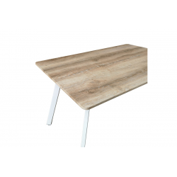 Τραπέζι Squaro pakoworld sonoma mdf με λευκά μεταλλικά πόδια 120x70x75εκ