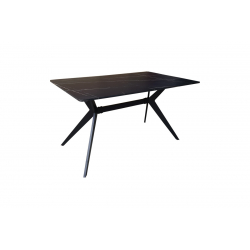 Τραπέζι Ezali pakoworld mdf μαύρη όψη μαρμάρου με μαύρα μεταλλικά πόδια 140x80x75εκ