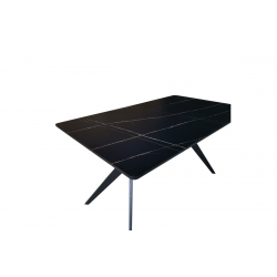 Τραπέζι Ezali pakoworld mdf μαύρη όψη μαρμάρου με μαύρα μεταλλικά πόδια 140x80x75εκ