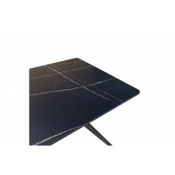 Τραπέζι Ezali pakoworld mdf μαύρη όψη μαρμάρου με μαύρα μεταλλικά πόδια 140x80x75εκ