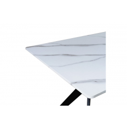 Τραπέζι Ezali pakoworld mdf λευκή όψη μαρμάρου με μαύρα μεταλλικά πόδια 140x80x75εκ