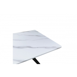 Τραπέζι Ezali pakoworld mdf λευκή όψη μαρμάρου με μαύρα μεταλλικά πόδια 140x80x75εκ