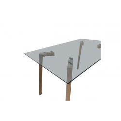 Τραπέζι Titta pakoworld γυάλινη επιφάνεια με μεταλλικά πόδια σε φυσική απόχρωση 120x70x75εκ