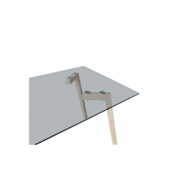 Τραπέζι Titta pakoworld γυάλινη επιφάνεια με μεταλλικά πόδια σε φυσική απόχρωση 120x70x75εκ