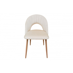 Καρέκλα Lovingo pakoworld βελούδο μπεζ με μεταλλικά πόδια σε φυσική απόχρωση 50x47x85.5εκ