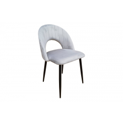 Καρέκλα Lovingo pakoworld βελούδο γκρι με μαύρα μεταλλικά πόδια 50x47x85.5εκ