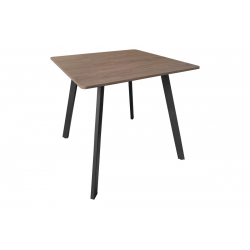 Τραπέζι Squaro pakoworld καρυδί mdf με μαύρα μεταλλικά πόδια 80x80x75εκ