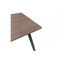 Τραπέζι Squaro pakoworld καρυδί mdf με μαύρα μεταλλικά πόδια 80x80x75εκ