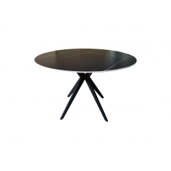 Τραπέζι Orbital pakoworld sintered stone μαύρη όψη μαρμάρου με μαύρα μεταλλικά πόδια Φ120x76εκ