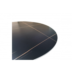 Τραπέζι Orbital pakoworld sintered stone μαύρη όψη μαρμάρου με μαύρα μεταλλικά πόδια Φ120x76εκ