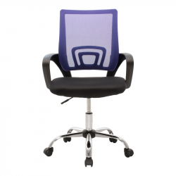 Καρέκλα γραφείου Berto II pakoworld με ανάκλιση ύφασμα mesh σε μπλε-μαύρη απόχρωση και βάση χρωμίου 60x48x85-95εκ